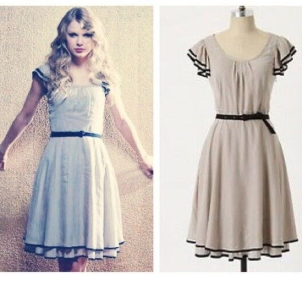 Elegant Cream Dress with Black Accents